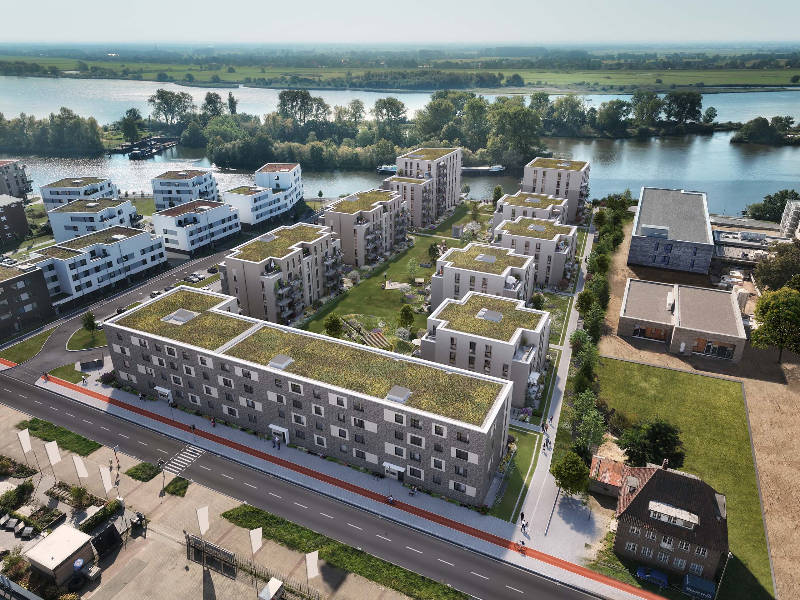 Luftbild Ansicht Nordwest an der Elbe in Geesthacht