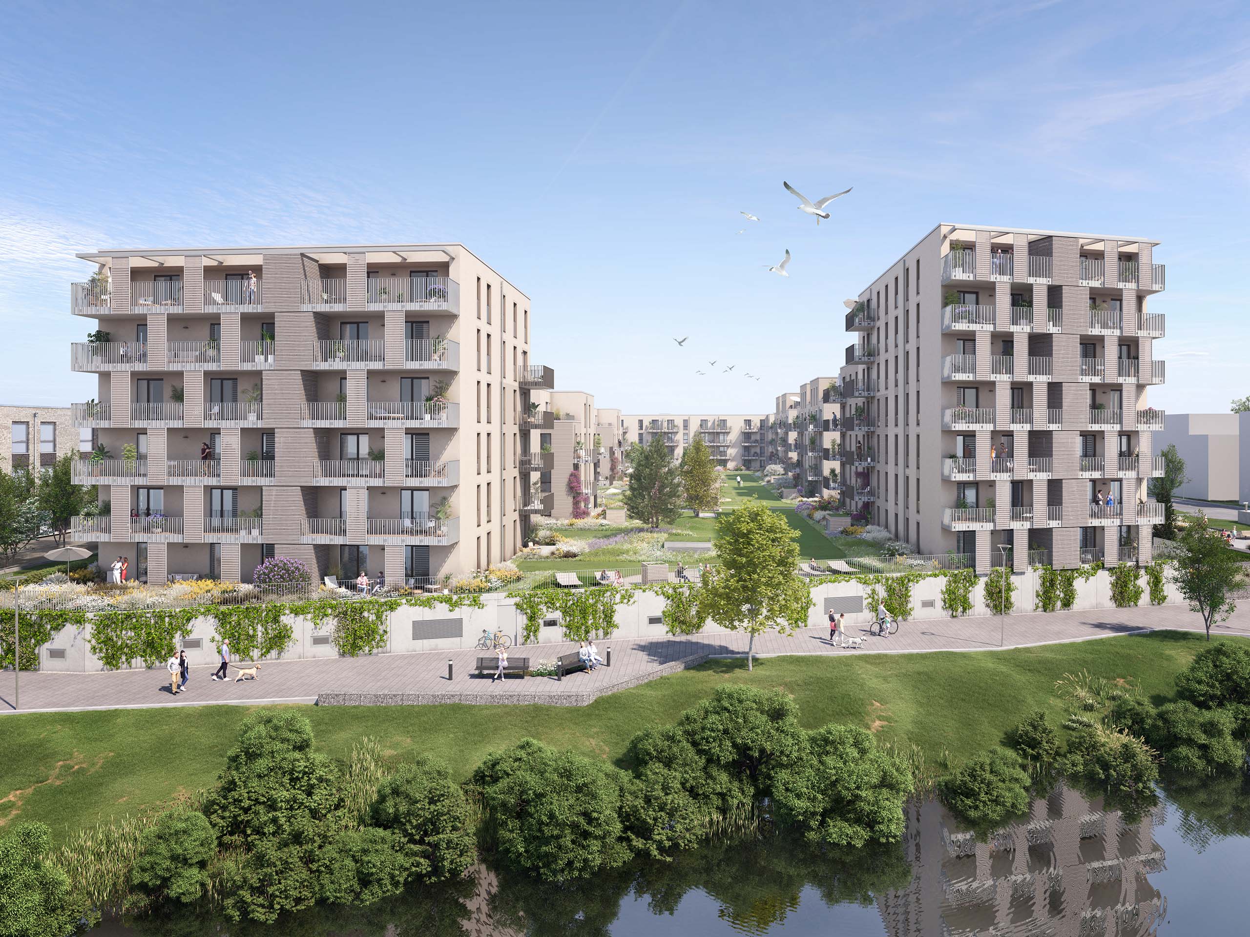 Visualisierung des Projektes Luftbild Ansicht Süd