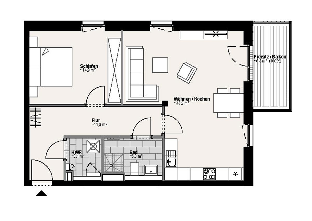 Wohnungsgrundriss 8302 