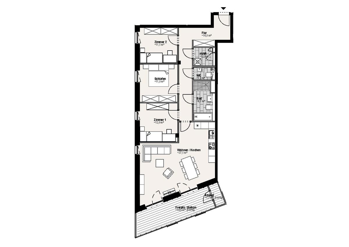 Wohnungsgrundriss 9102 
